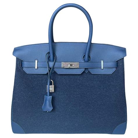 Hermes RARE Bleu Nuit / Blue De Malte Feutre/ Swift 35cm 